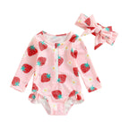 Baby Girl 2 Pcs Long Sleeve Cute Swimwear Set