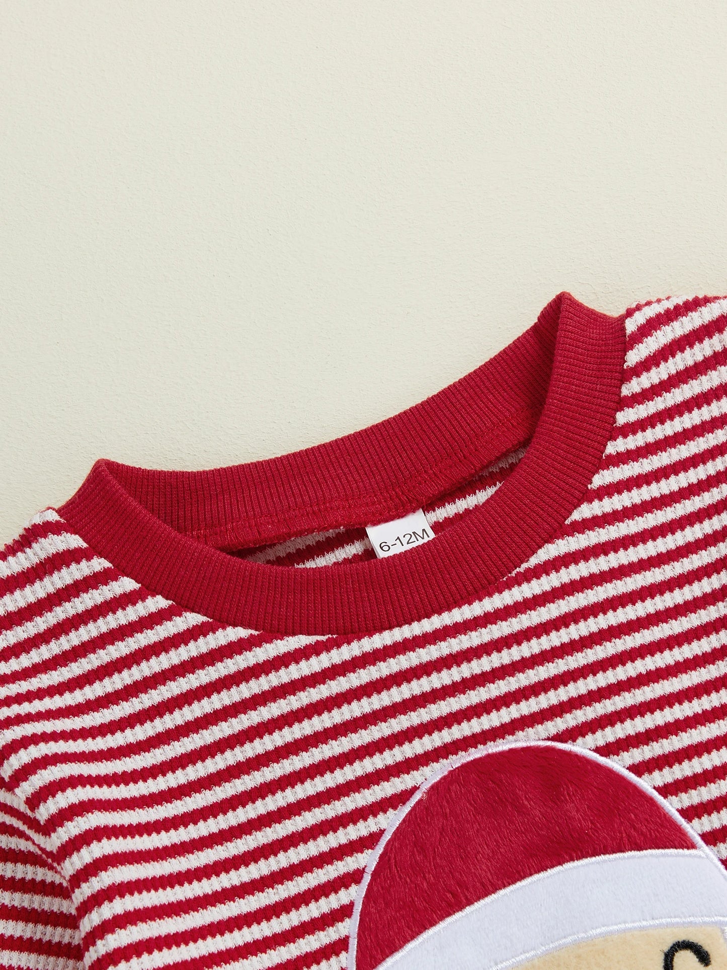 Baby Toddler Boys 2Pcs Striped Set Santa Claus Embroidery Long Sleeve Pullover Top with Pants Christmas Outfit