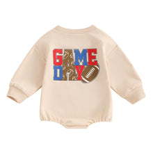 Load image into Gallery viewer, Baby Girl Boy Fall GAME DAY Bubble Romper Football Letter Print Long Sleeve Round Neck Jumpsuit
