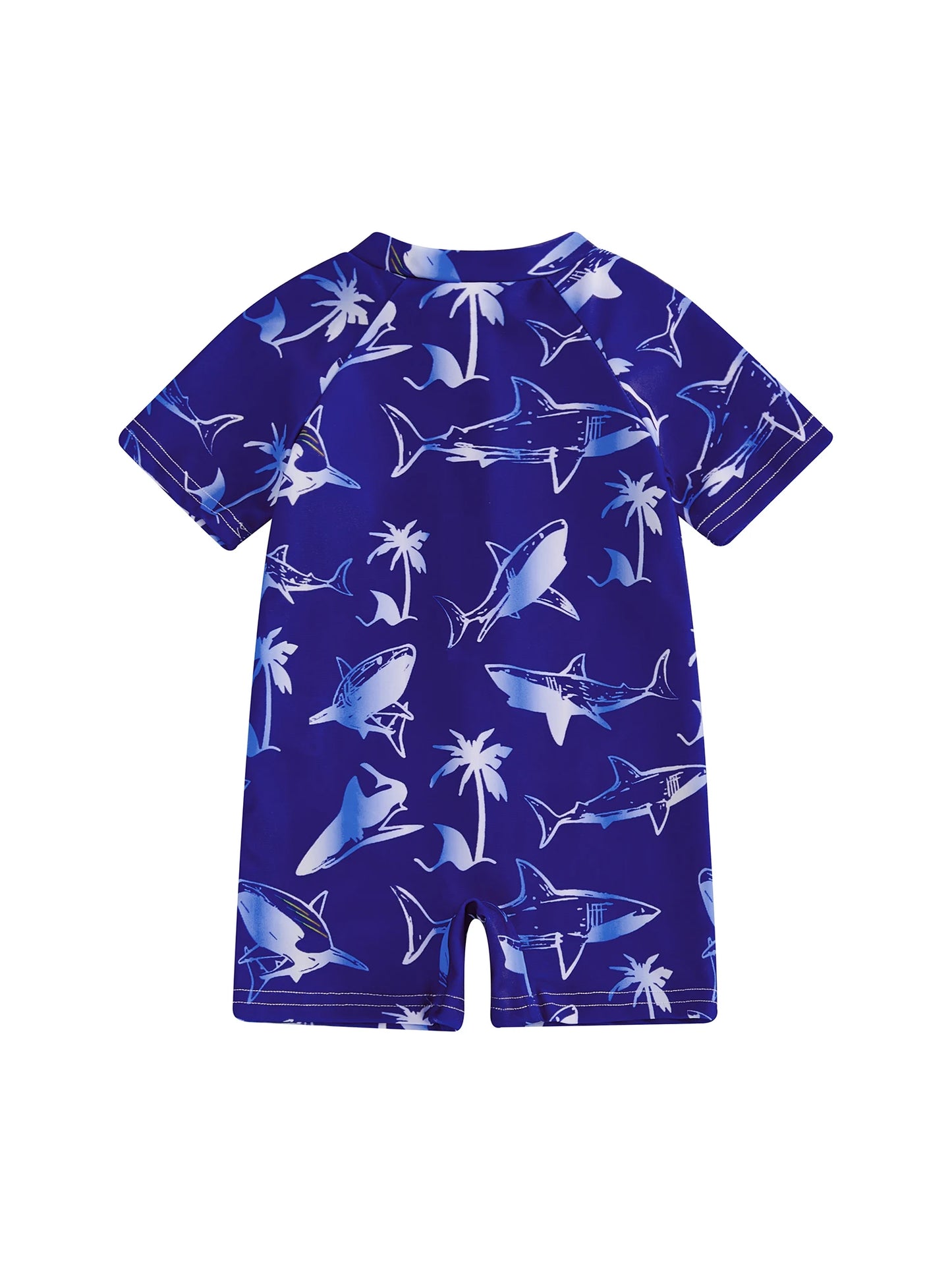 Baby Toddler Boys Rash Guard Swimsuits Cute Shark Animal Printed Short Sleeve Swimwear Romper