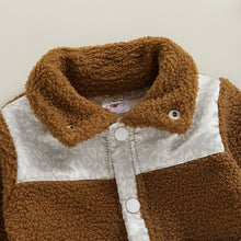 Load image into Gallery viewer, Baby Toddler Kids Girls Boys Autumn Casual Coat Long Sleeve Lapel Button Down Contrast Color Fuzzy Outerwear Jacket
