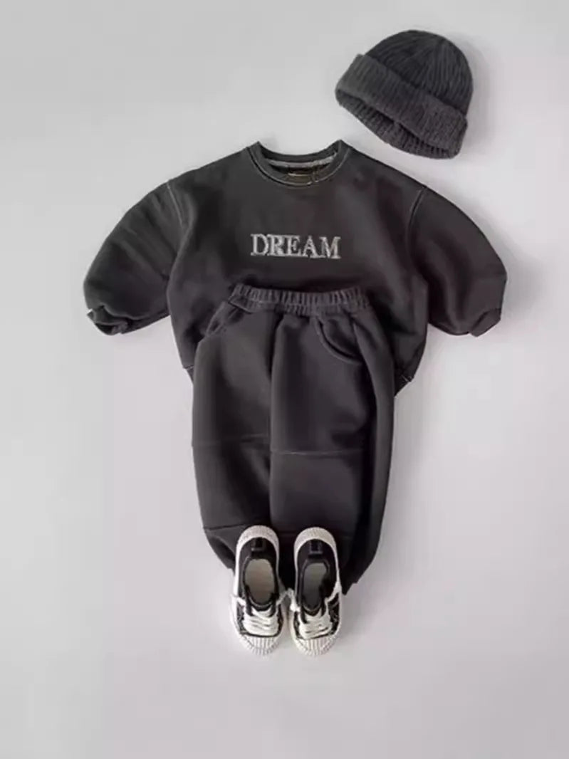 Baby Toddler Boys Girls 2Pcs Dream Casual Long Sleeve Top + Pants Jogger Suit Set Letter Print Outfit