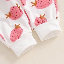 Load image into Gallery viewer, Baby Toddler Girls 2Pcs Fall Outfit Strawberry Print Long Sleeve Top and Elastic Pants Set
