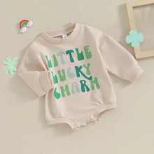 Load image into Gallery viewer, Baby Girls Boys St. Patrick&#39;s Day Romper Little / Mama&#39;s Lucky Charm Clover Letter Print O-Neck Long Sleeve Jumpsuit

