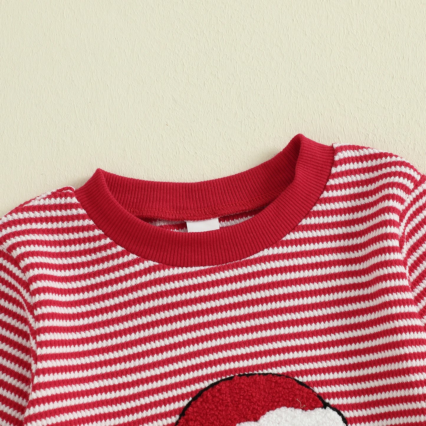 Baby Boys Christmas Romper Stripe Print Gingerbread Man Embroidery Long Sleeve Round Neck Jumpsuit