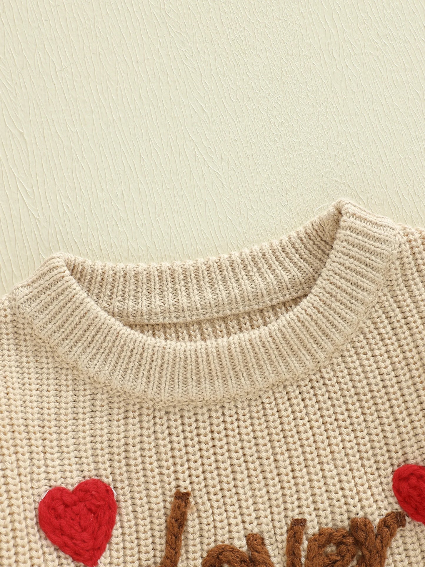 Baby Toddler Boys Valentines Sweater Fashionable Letters Lover Boy Heart Embroidery Crew Neck Long Sleeve Knit Top