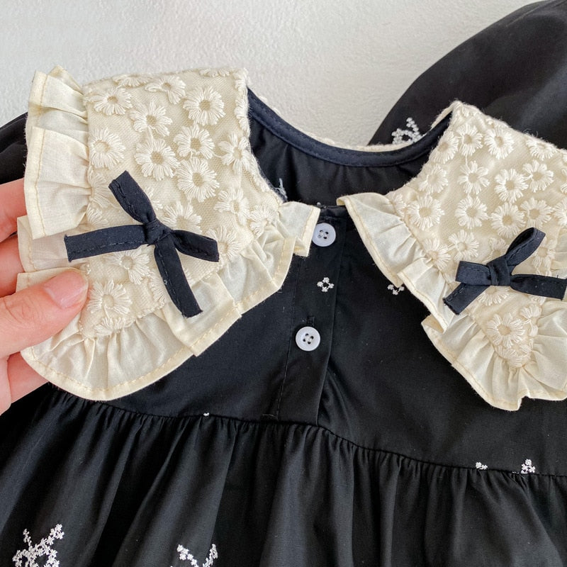 Ribbon Long Sleeve Embroidery Bodysuits Romper