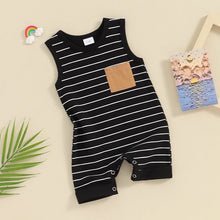 Load image into Gallery viewer, Baby Boys Girls Rompers Clothing Striped Print Sleeveless Tank Top Pocket Jumpsuits Long Pants
