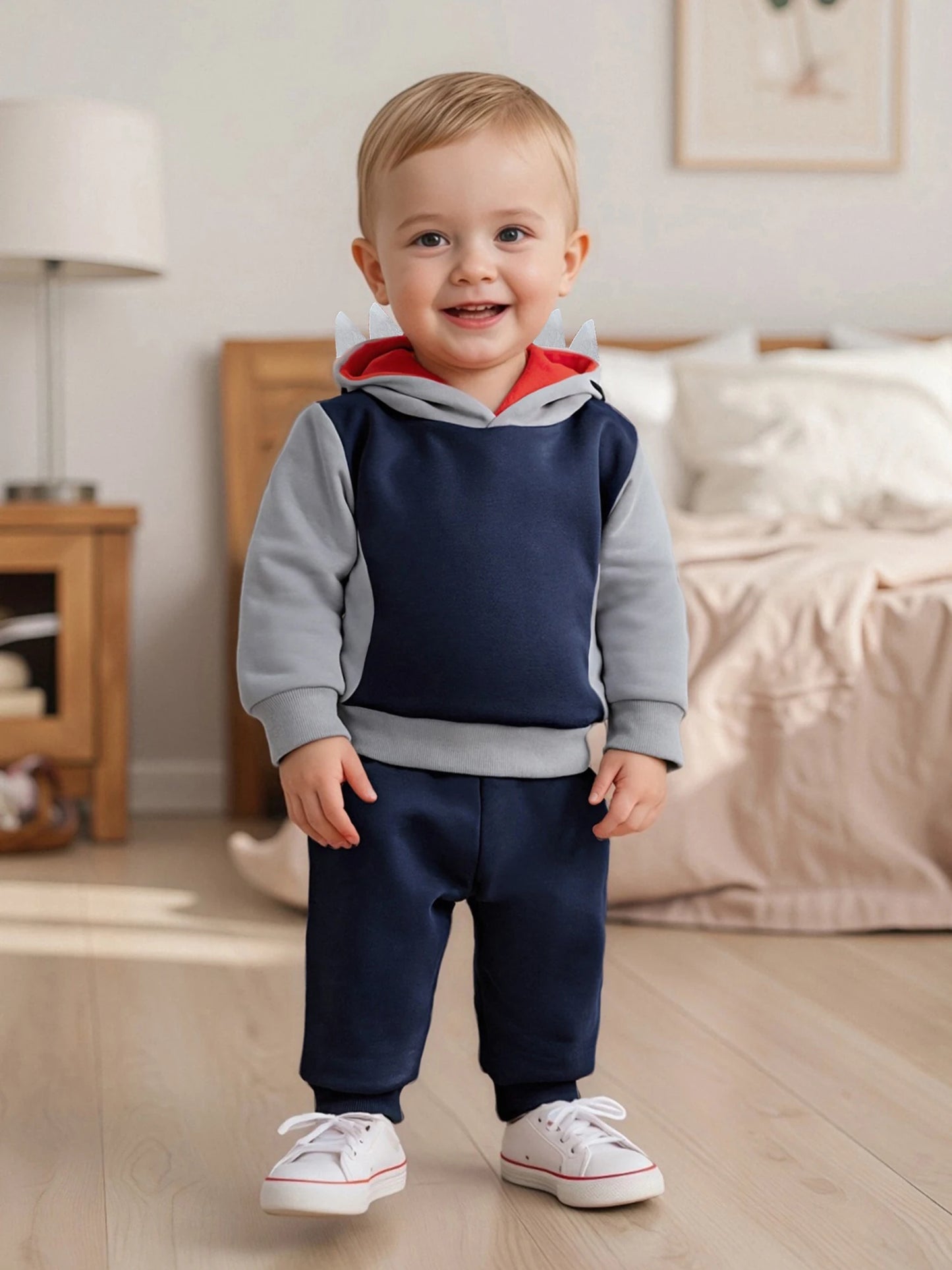 Baby Toddler Boys 2Pcs Fall Outfit Shark Pattern Long Sleeve Hoodie Elastic Waist Pants Jogger Set