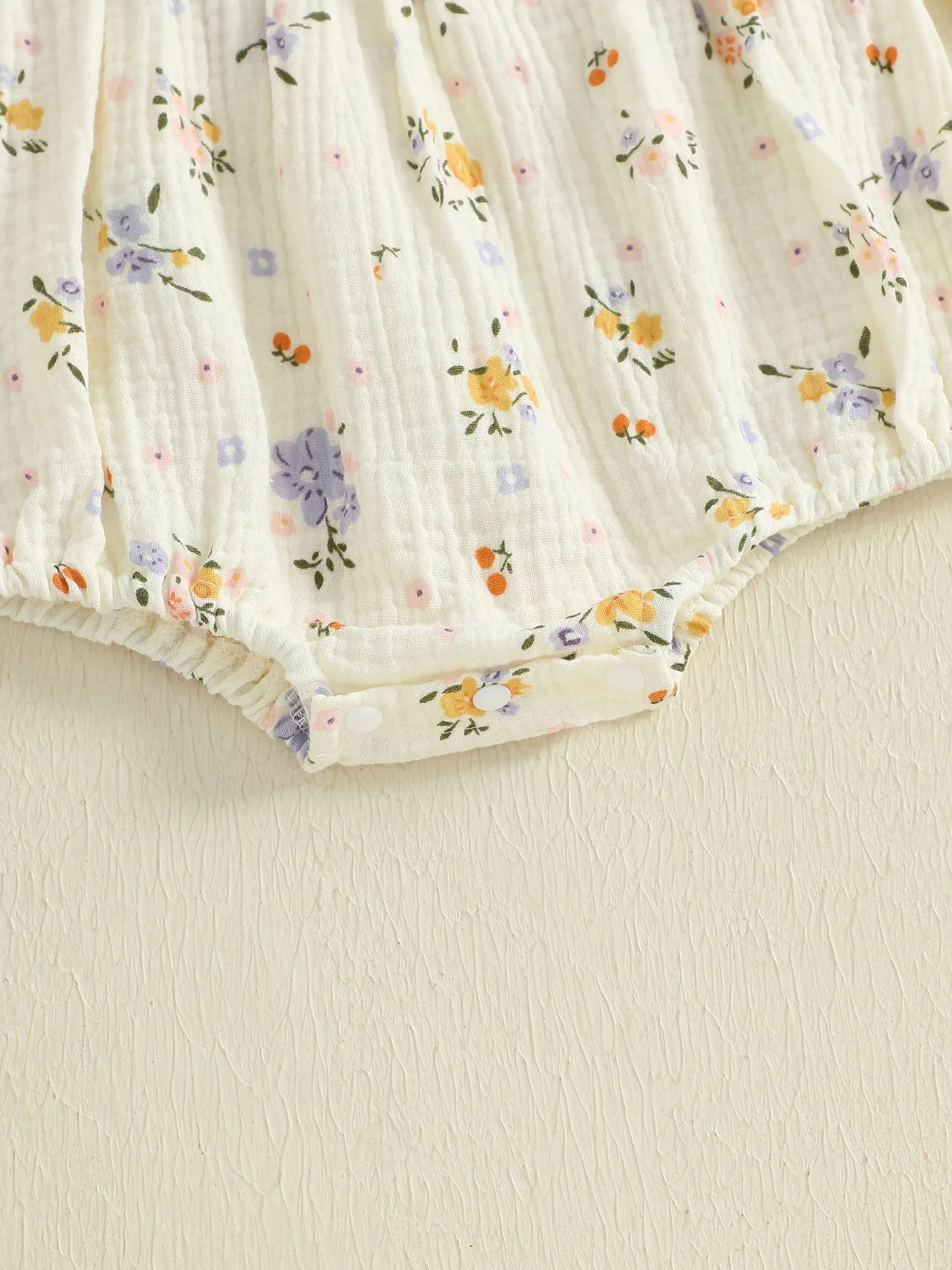 Baby Girl Fall Bubble Romper Floral Print Long Sleeve Frill Mock Neck Ruffled Jumpsuit