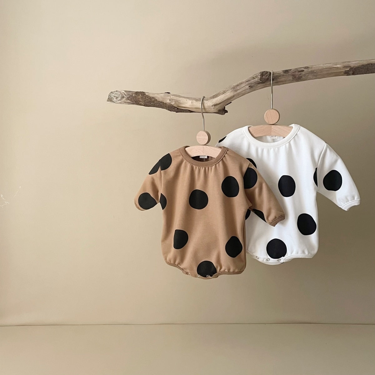Long Sleeve Polka Dot Bodysuit Romper