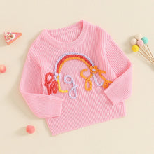 Load image into Gallery viewer, Toddler Kids Girls Big Sis Sweater Casual Rainbow Letter Embroidery Warm Knitted Long Sleeve Pullover Knitwear Top
