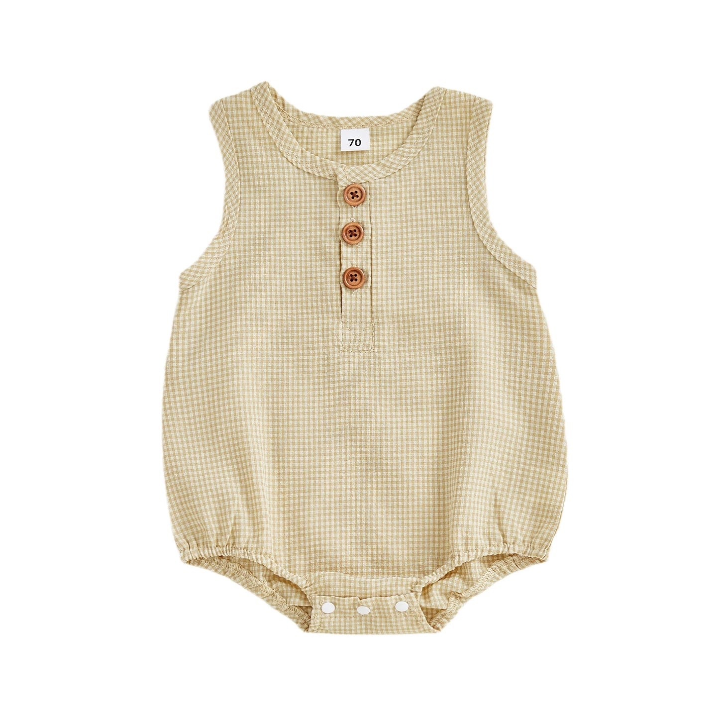 Baby Toddler Boys Girls Summer Romper Fashionable Tank Crew Neck Sleeveless Buttons Down Jumpsuit