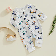 Load image into Gallery viewer, Baby Boys Girls Jumpsuit Long Sleeve Golf Cart Print Zipper Romper
