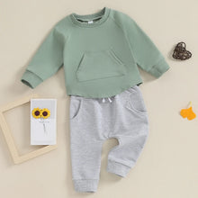 Load image into Gallery viewer, Toddler Baby Boy Girl 2Pcs Long Sleeve Solid Color Top Elastic Pants Set Outfit Tracksuit
