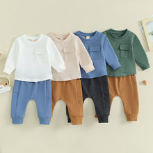 Load image into Gallery viewer, Toddler Baby Kids Boy Girl 2Pcs Clothes Solid Long Sleeve Pullover Top with Pocket Jogger Pant Set Fall Outfit
