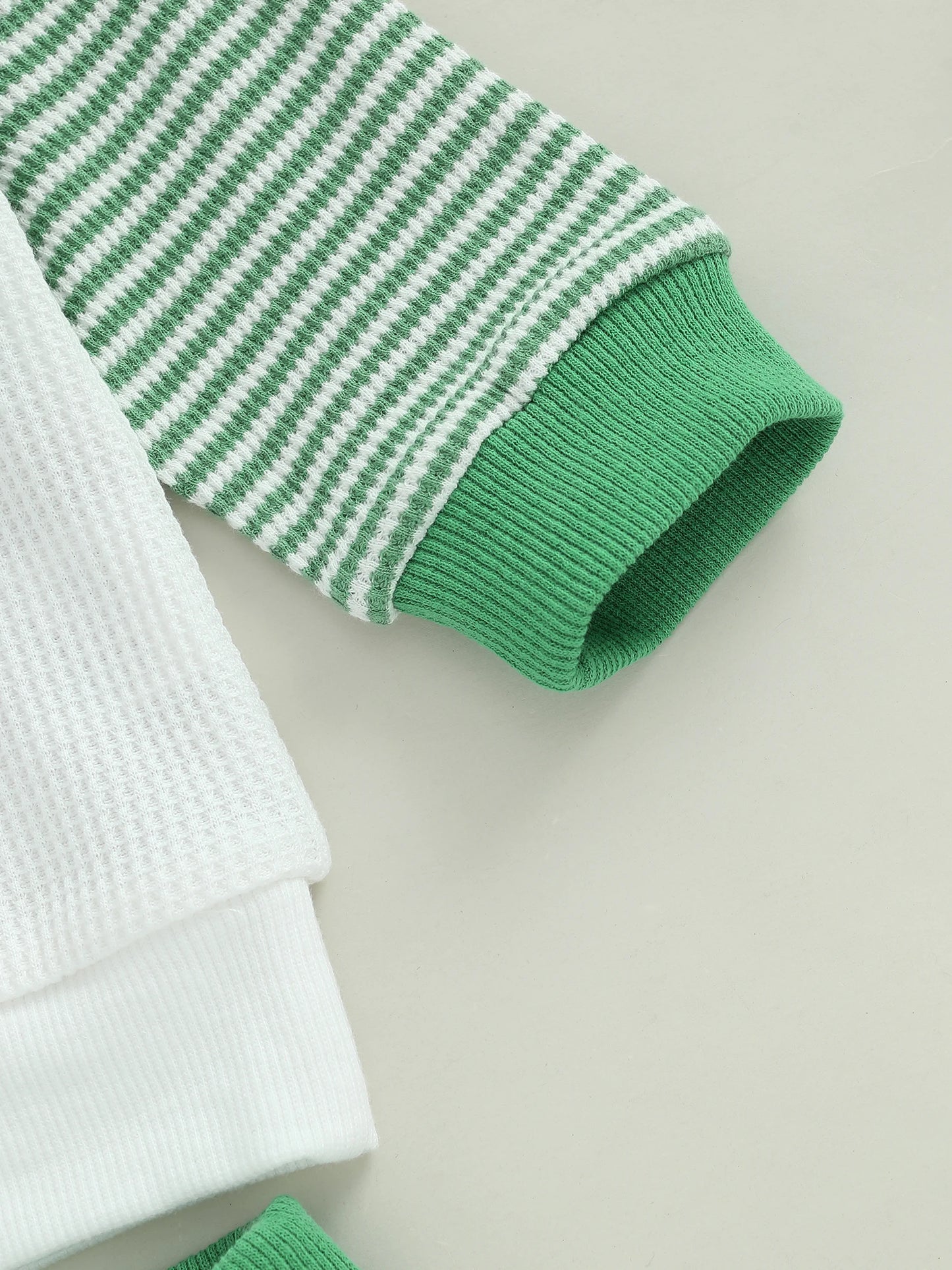 Baby Toddler Boys 2Pcs Fall Waffled Outfits Stripe Pocket Long Sleeve Round Neck Pullover + Elastic Waist Pants Jogger Set