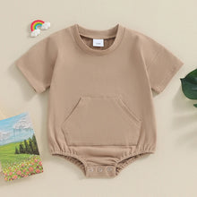 Load image into Gallery viewer, Baby Boy Girl Summer Clothes Bubble Romper Bodysuit Pocket Short Sleeve Oversize Jumpsuit
