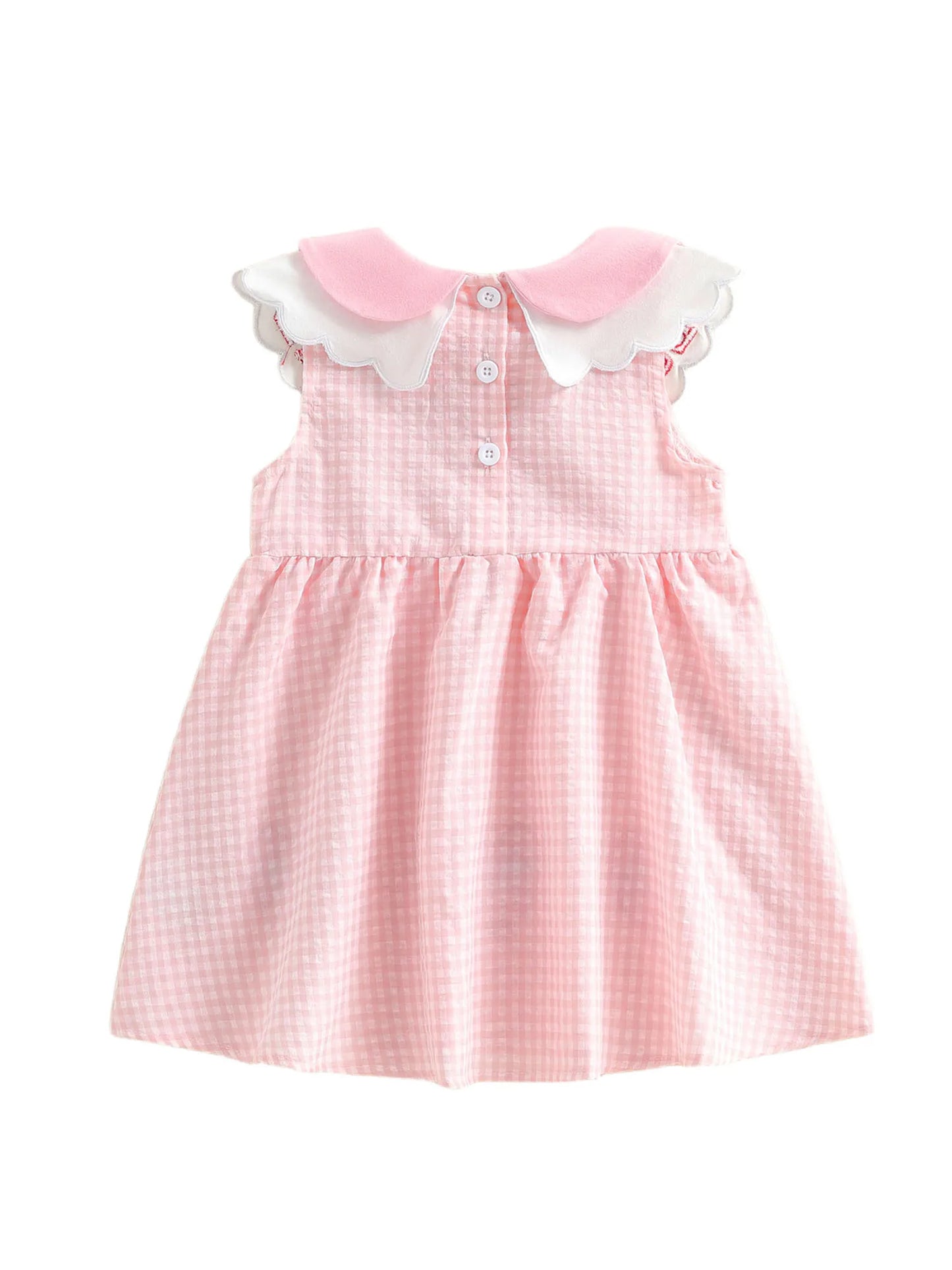 Baby Toddler Girls A-line Dress Valentine's Day Jesus Loves Me Sleeveless Doll Collar Letter Heart Embroidery Plaid Dress