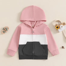 Load image into Gallery viewer, Baby Toddler Boys Girls Contrast Color Long Sleeve Zip Up Hooded Top
