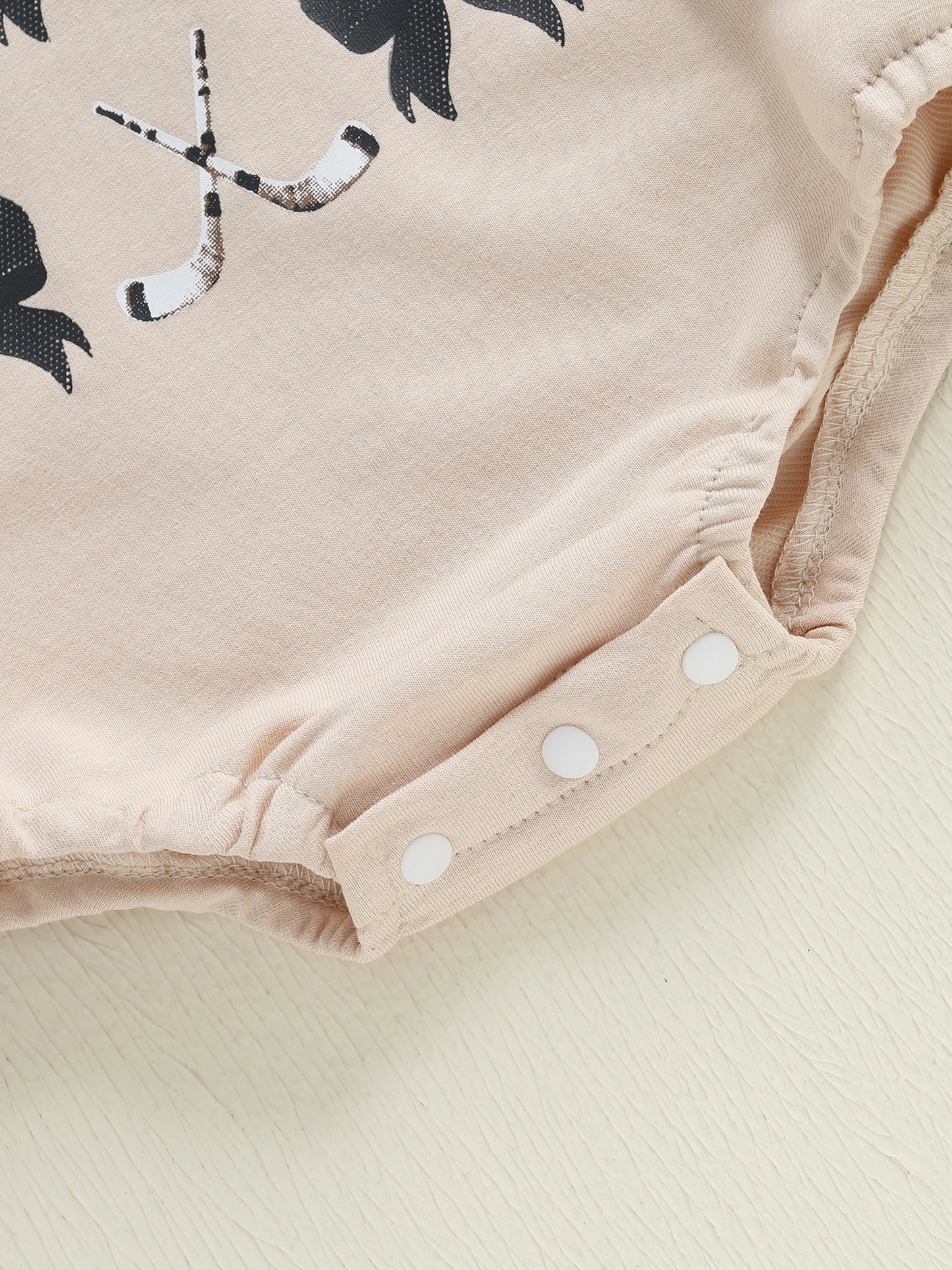 Baby Girls Fall Romper Bow Hockey / Game Day Letter Print Long Sleeve Round Neck Bubble Jumpsuit