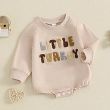 Load image into Gallery viewer, Baby Girls Boys Little Turkey Romper Long Sleeve Crew Neck Embroidery Letters Fall Bodysuit Thanksgiving Bodysuit
