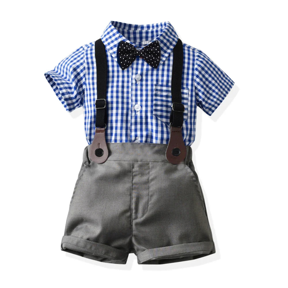 Short Sleeve Bow Tie Suspender Set