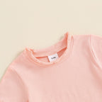 Baby Toddler Kids Girls 2Pcs Short Sleeve Crew Neck Ruffle Sleeve Top with Elastic Waist Shorts Outfit Set