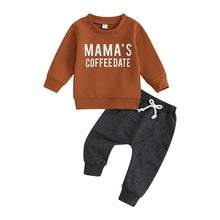 Load image into Gallery viewer, Baby Toddler Boys Girls 2PCS Letter Print Mama&#39;s Coffee Date Long Sleeve Top Pants Set Infant Fall Clothes
