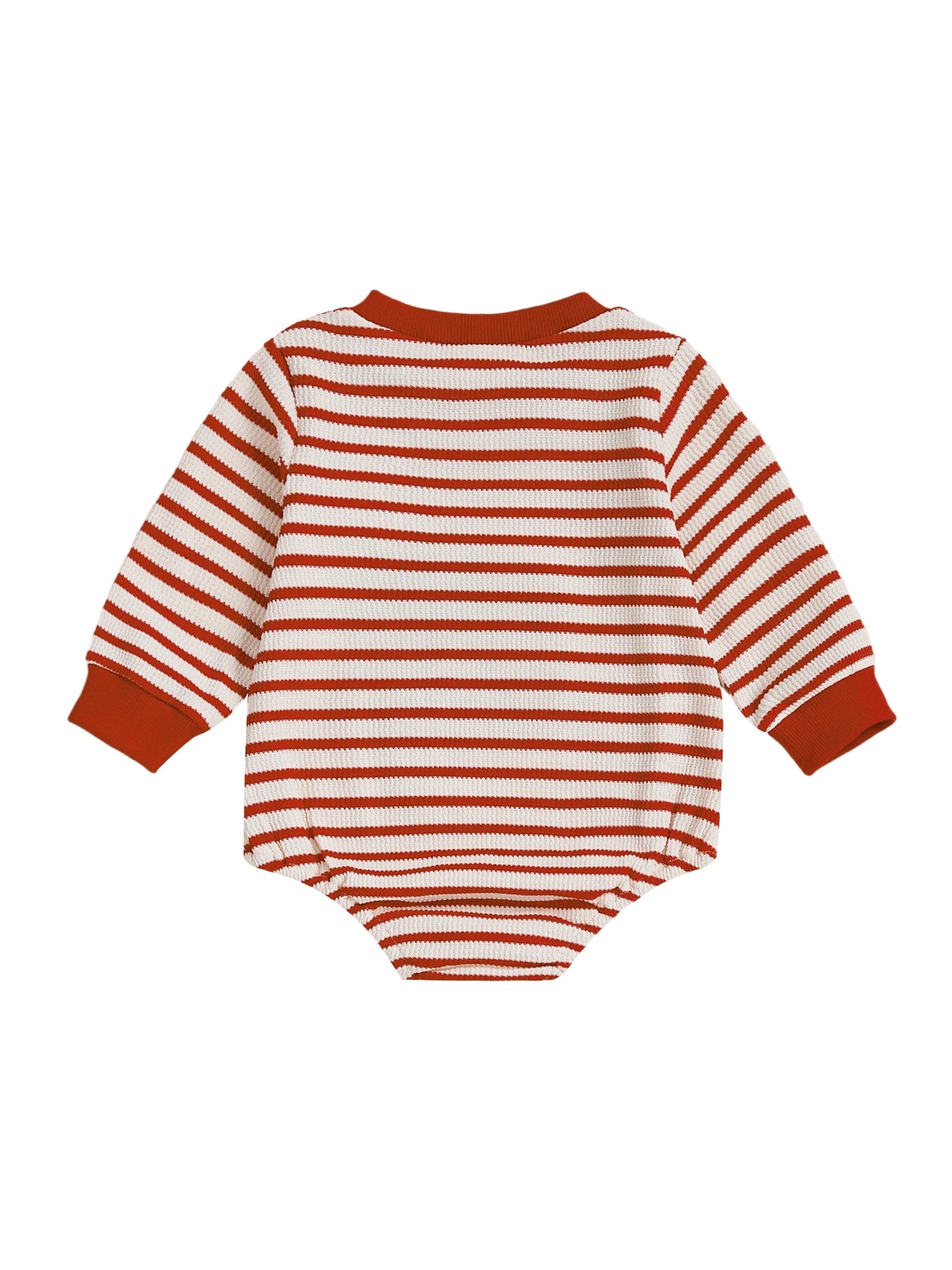 Baby Boy Girl Christmas Striped Jumpsuit Long Sleeve Round Neck Tree Truck Embroidery Romper