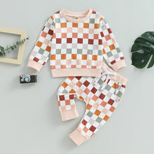 Load image into Gallery viewer, Toddler Baby Boys Girls 2Pcs Outfit Long Sleeve Checkerboard Print Top and Pants Set Clothes
