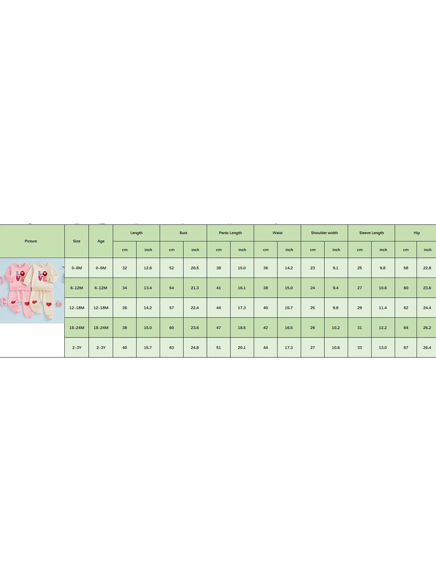 Baby Toddler Girls 2Pcs Valentine's Outfit LOVE Letter Embroidered Long Sleeve Top and Heart Embroidered Pants Jogger Set