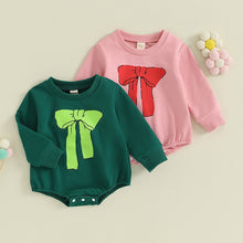 Load image into Gallery viewer, Baby Girl Romper Bow Print Long Sleeve Round Neck Playsuit Jumpsuit
