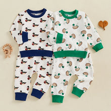 Load image into Gallery viewer, Baby Toddler Boys 2Pcs Fall Jogger Set Duck Print Long Sleeve Crew Neck Top with Elastic Waist Pants Outfit
