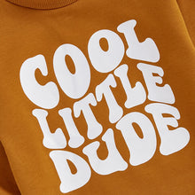 Load image into Gallery viewer, Baby Boy Cool Little Dude Bubble Romper Letter Print Round Neck Long Sleeve Casual Jumpsuit Bodysuit
