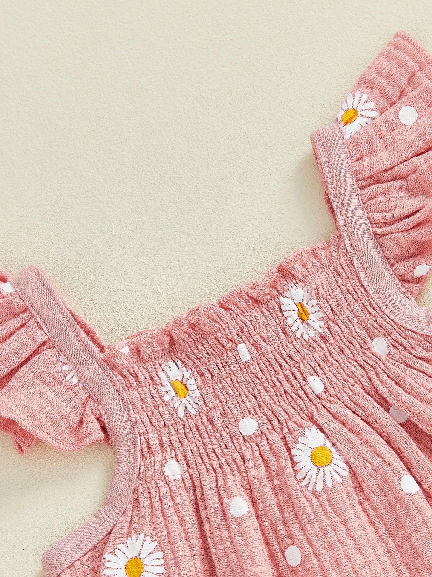 Baby Toddler Girls 2Pcs Summer Outfit Sleeveless Square Collar Daisy Print Ruffled Top and Bloomers Shorts 2 Piece Set