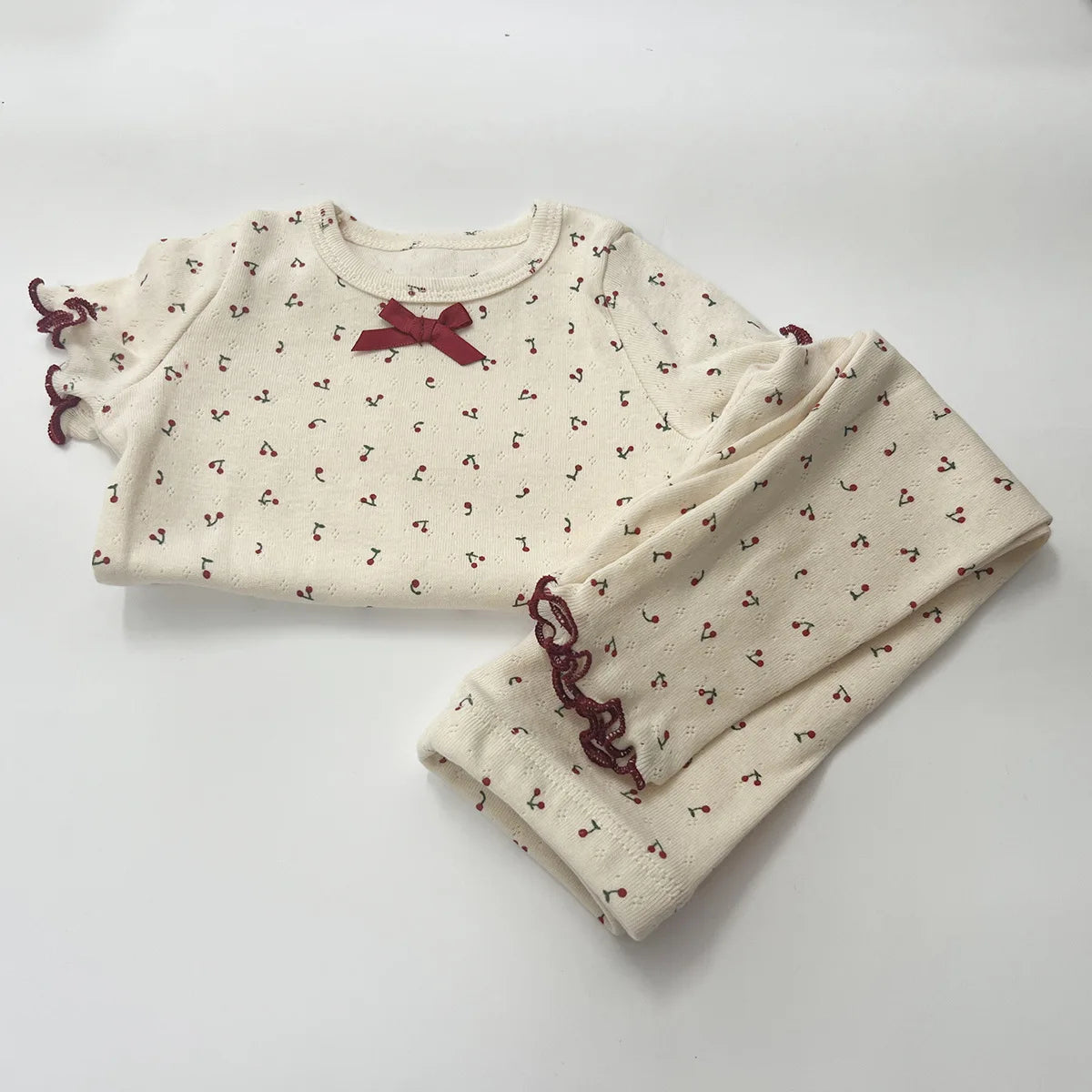 Toddler Kid Girls 2Pcs Clothes Set 100% Cotton Long /Short Sleeve T Shirt Top Pant Suit Homewear Stretch 2pcs Pajamas Set