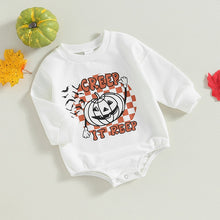 Load image into Gallery viewer, Baby Girls Boys Bodysuit Halloween Clothes Bat Pumpkin Letter Print Long Sleeve Jumpsuit Romper
