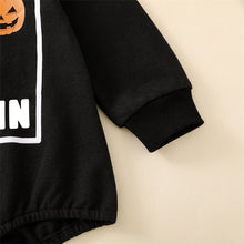Load image into Gallery viewer, Baby Boys Halloween Bodysuit Black Long Sleeve Mr Steal Your Pumpkin Print Romper Jumpsuit
