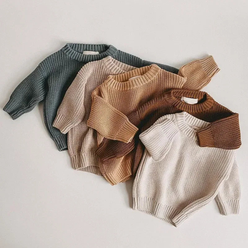 Baby Toddler Kid Boys Girls Sweater Winter Clothes Warm Thick Knit Pullover Top Infant Long Sleeve Basic Knitwear