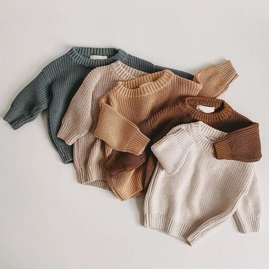 Baby Toddler Kid Boys Girls Sweater Winter Clothes Warm Thick Knit Pullover Top Infant Long Sleeve Basic Knitwear