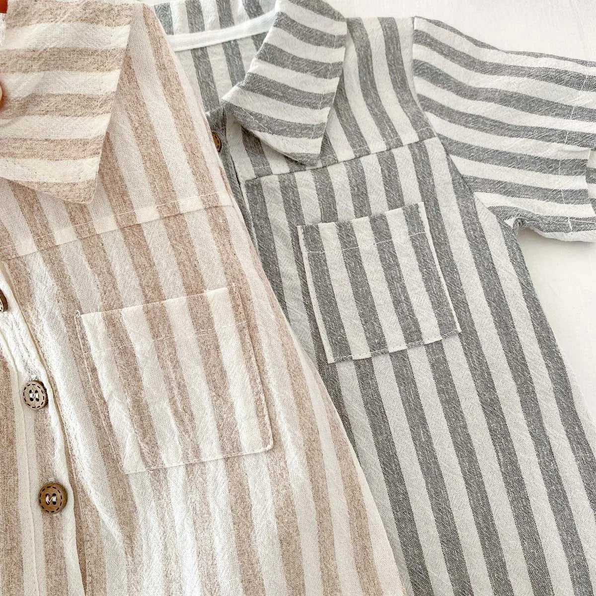 Boys Striped Linen Jumpsuit Romper