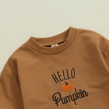 Load image into Gallery viewer, Baby Girls Boys Hello Pumpkin Halloween Thanksgiving Romper Long Sleeve Crewneck Letter Pumpkin Embroidery Casual Playsuit
