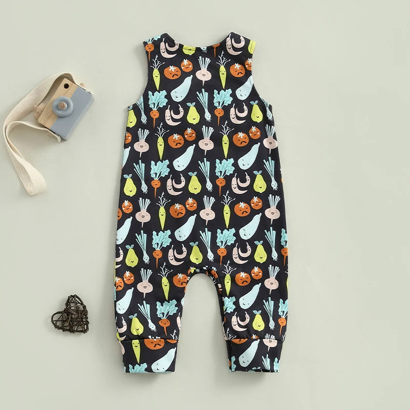 Baby Toddler Boys Romper Summer Sleeveless Tank Round Neck Graphic Print Jumpsuit Playsuit