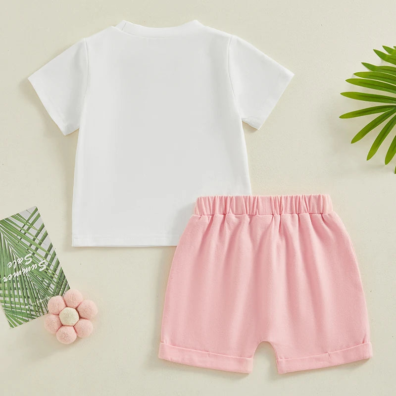 Toddler Baby Girl Boy 2Pcs Cousin Crew Summer Outfits O-Neck Short Sleeve Letter Print Top + Elastic Waist Shorts Set Matching Family Cousins