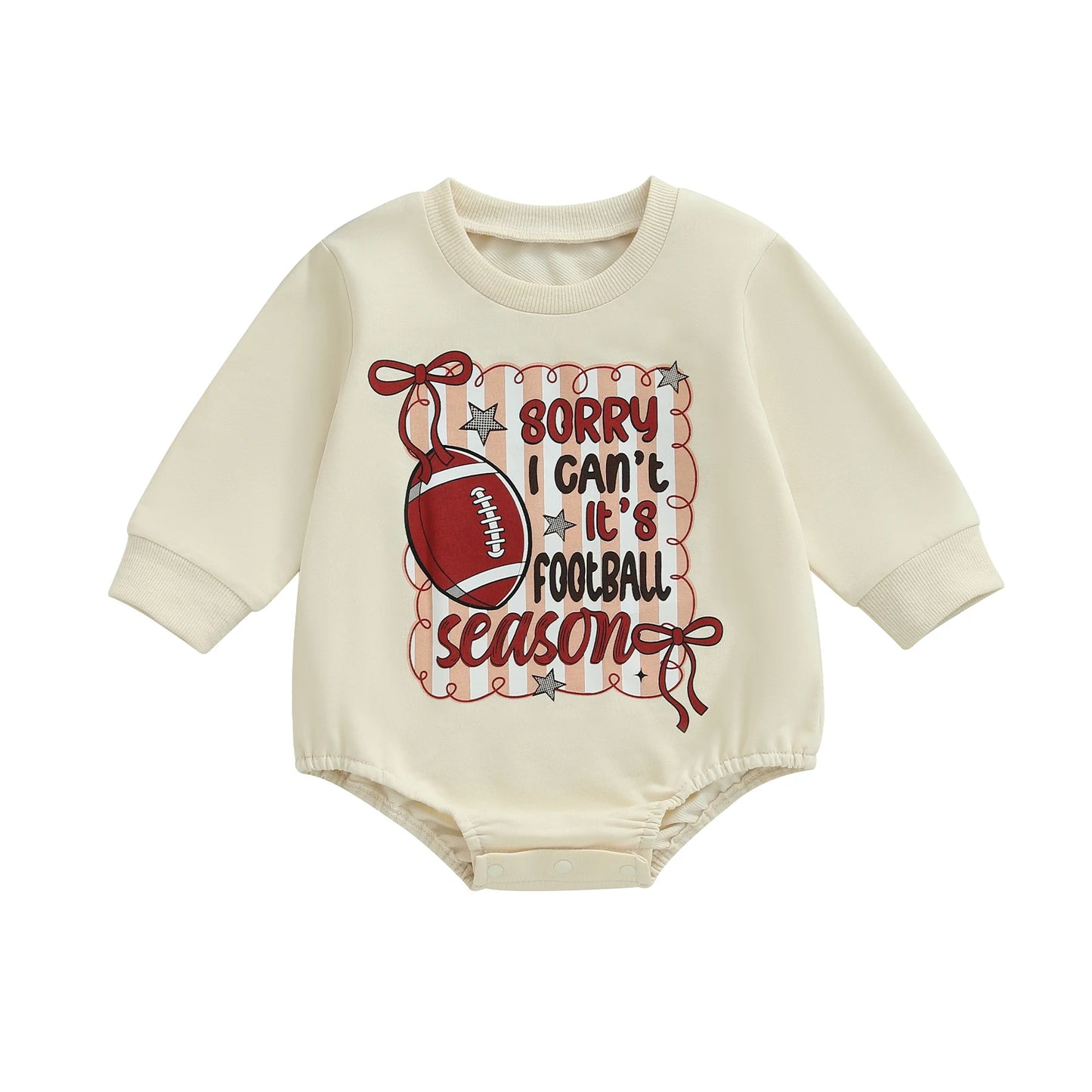 Baby Girls Fall Romper Letter Football Print Football Season / Gameday Cute Long Sleeve Round Neck Bubble Jumpsuit