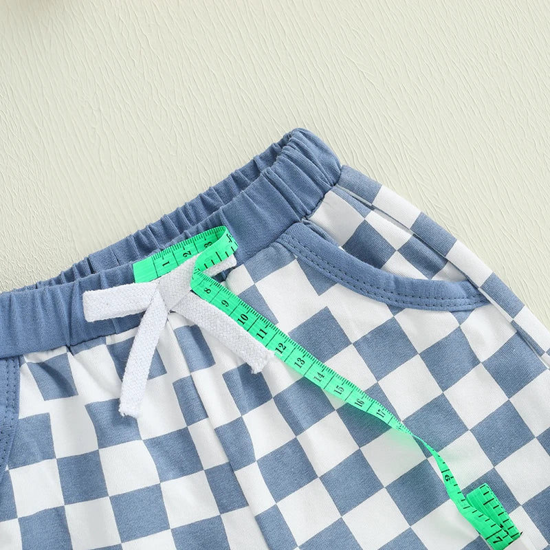 Baby Toddler Boys 2Pcs Mr. Steal Your Eggs Easter Outfit Letter Bunny Rabbit Short Sleeve T-Shirt Top Checkered Shorts Spring Set