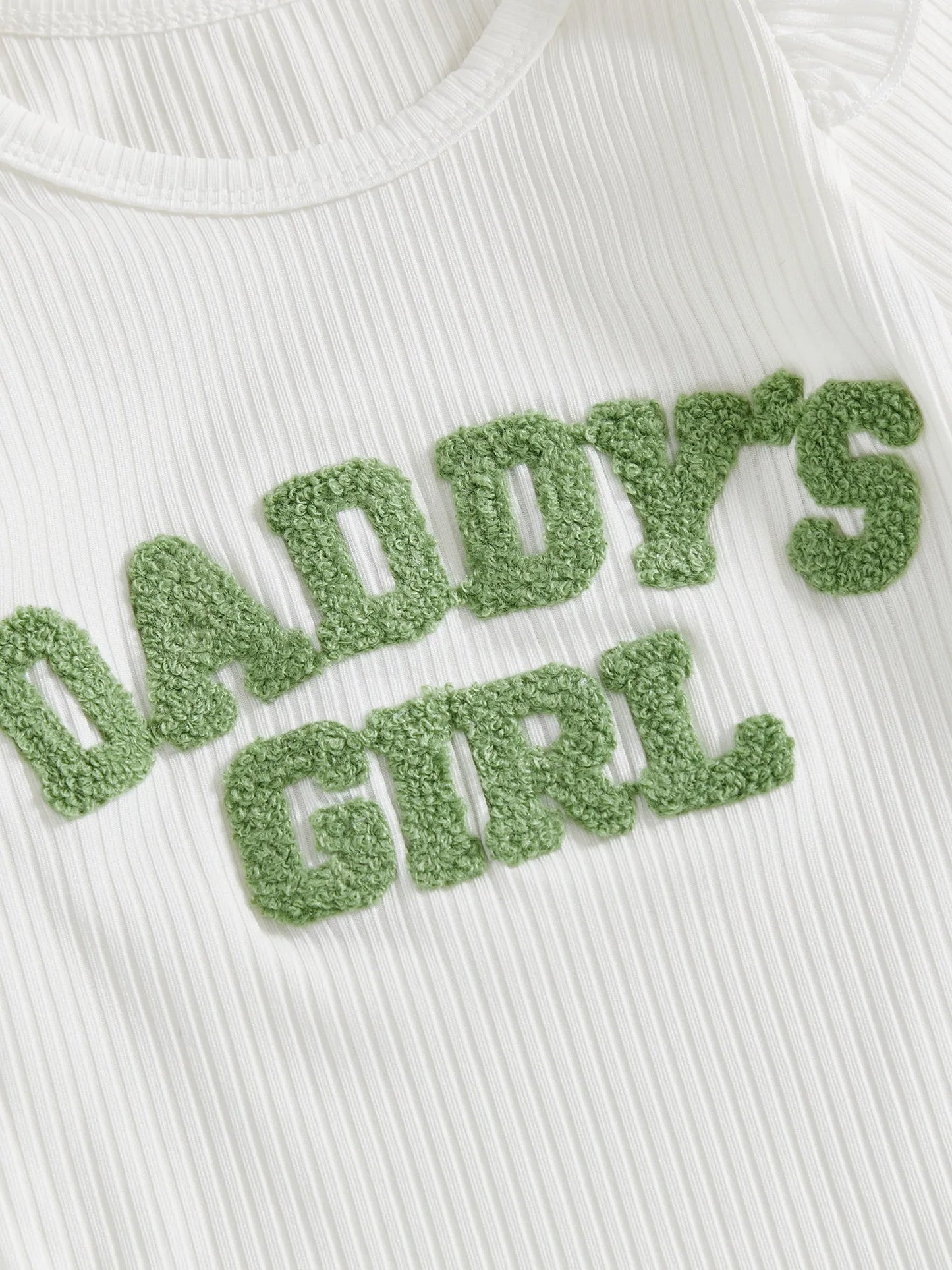 Baby Toddler Girls 3Pcs Daddy's Girl Fall Outfit Letter Embroidery Long Sleeve Romper Daisy Print Pants with Belt and Headband Set