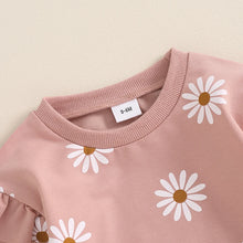 Load image into Gallery viewer, Baby Toddler Girls 2Pcs Fall Outfit Daisy Flower Print Long Sleeve Top with Elastic Waist Pants Set
