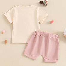 Load image into Gallery viewer, Baby Toddler Girl Boy 2Pcs Summer Outfit Ice Cream Embroidery Short Sleeve Top and Elastic Shorts Set
